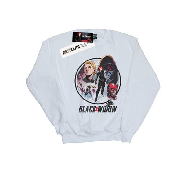 Marvel Mens Black Widow Movie Vintage Circle Sweatshirt White 3XL