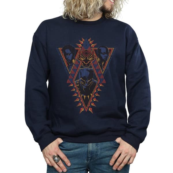 Marvel Mens Black Panther Tribal Heads Sweatshirt