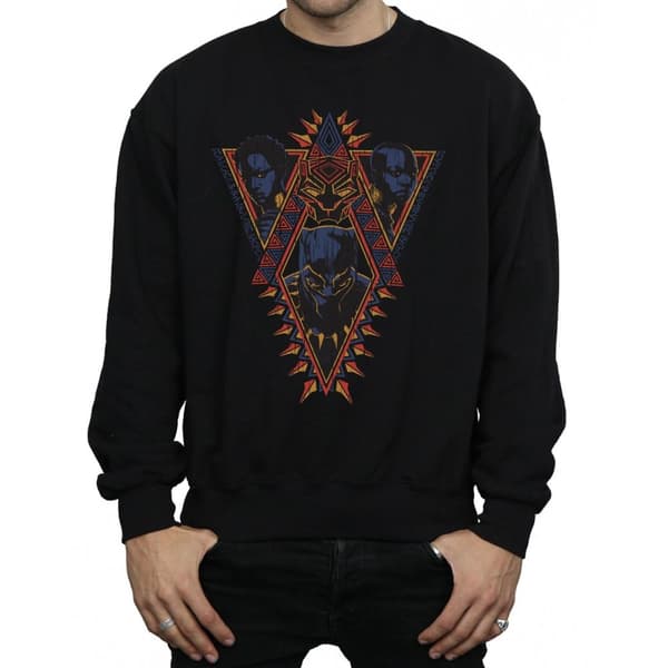 Marvel Mens Black Panther Tribal Heads Sweatshirt