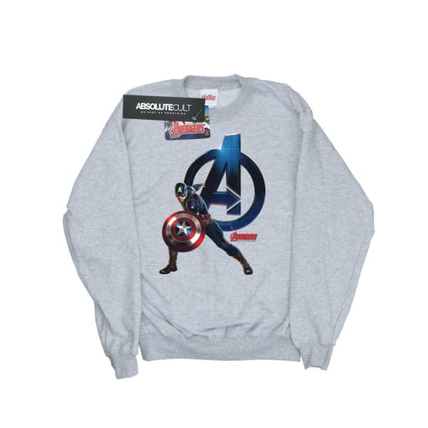 Marvel Womens/Ladies Captain America Pose Sweatshirt Heather Grey XL
