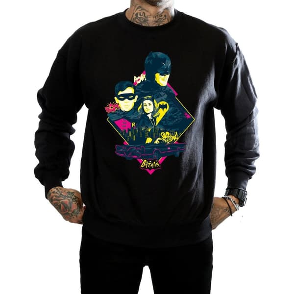 DC Comics Mens Batman TV Series Character Pop Art Sweatshirt
