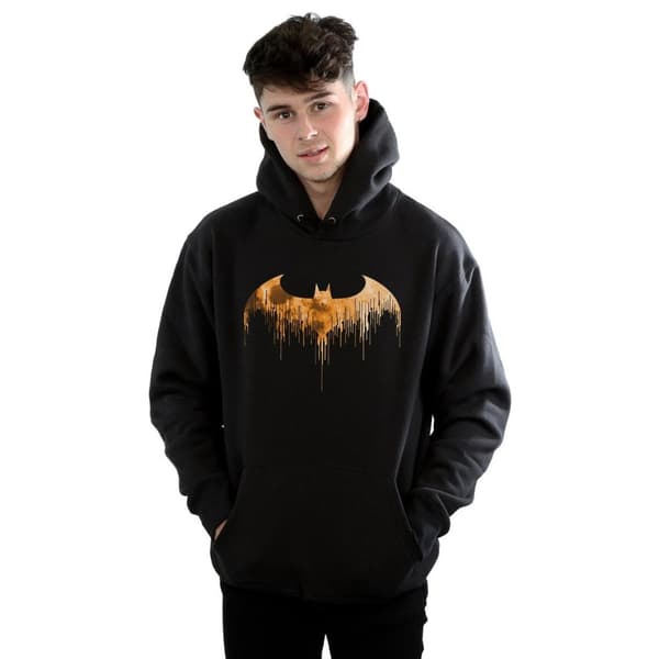 DC Comics Mens Batman Arkham Knight Halloween Moon Logo Fill Hoodie