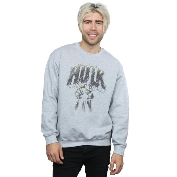 Marvel Mens Hulk Punch Logo Sweatshirt