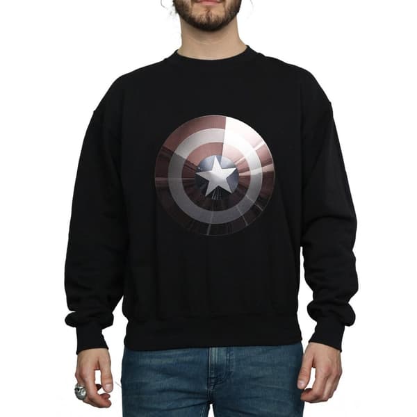 Marvel Mens Captain America Shield Shiny Sweatshirt