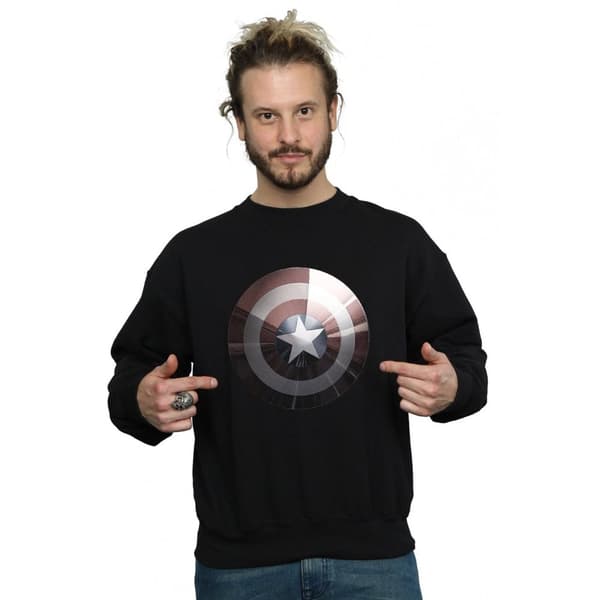 Marvel Mens Captain America Shield Shiny Sweatshirt