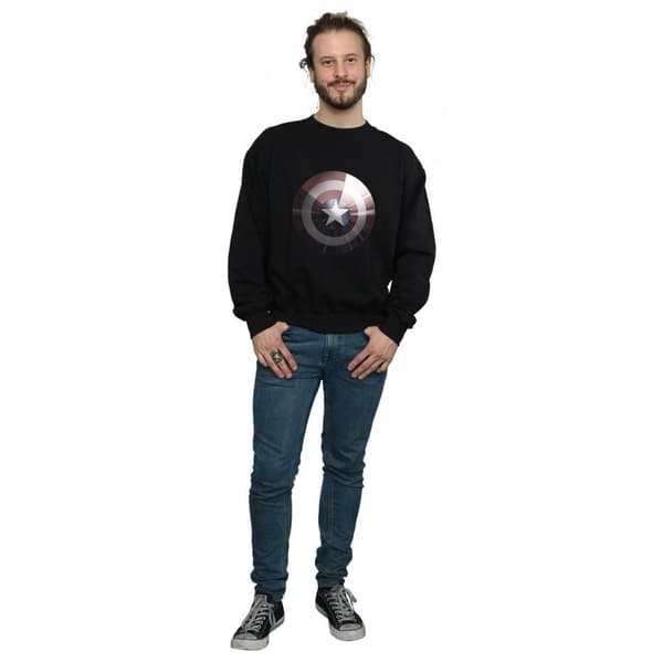Marvel Mens Captain America Shield Shiny Sweatshirt