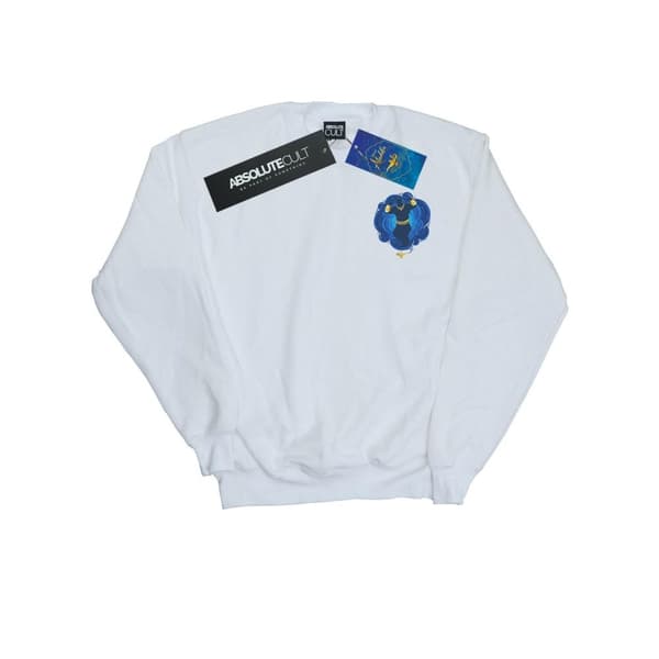 Disney Sweatshirt med brösttryck för flickor - Aladdin-filmen Genie White 9-11 Years