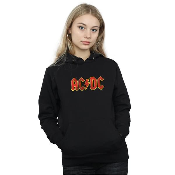 AC/DC Womens/Ladies Distressed Red Logo Hoodie