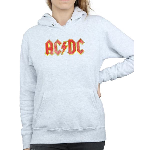AC/DC Womens/Ladies Distressed Red Logo Hoodie