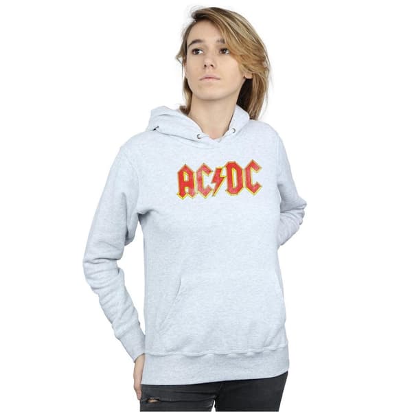 AC/DC Womens/Ladies Distressed Red Logo Hoodie