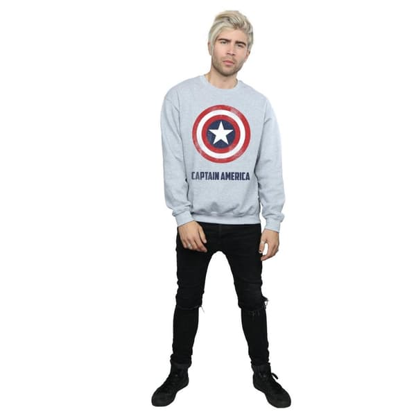 Marvel Mens Captain America Shield Text Sweatshirt