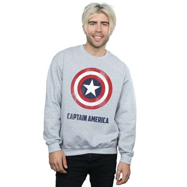Marvel Mens Captain America Shield Text Sweatshirt