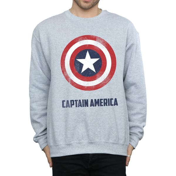 Marvel Mens Captain America Shield Text Sweatshirt