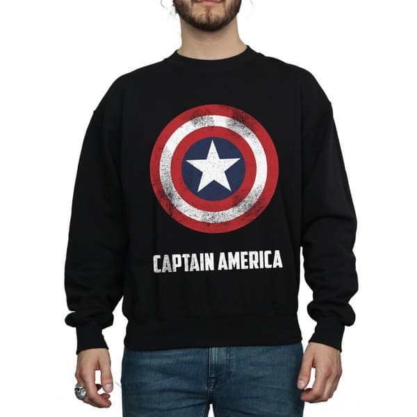 Marvel Sweatshirt med sköldtext från Captain America för herrar