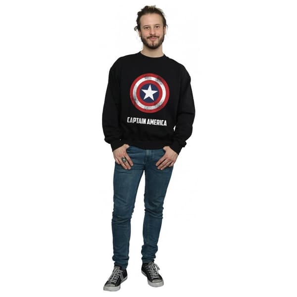 Marvel Sweatshirt med sköldtext från Captain America för herrar