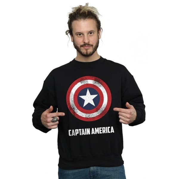 Marvel Sweatshirt med sköldtext från Captain America för herrar