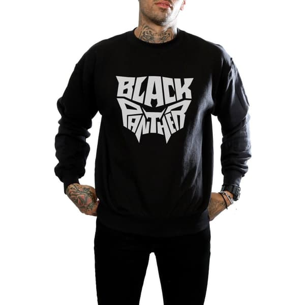 Marvel Mens Black Panther Worded Emblem Sweatshirt