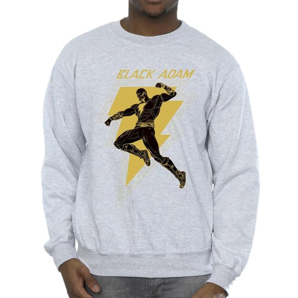 DC Comics Mens Black Adam Golden Bolt Chest Sweatshirt