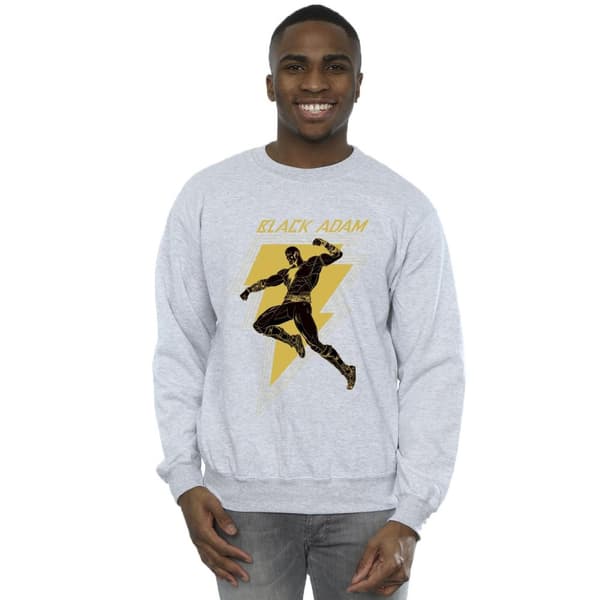 DC Comics Mens Black Adam Golden Bolt Chest Sweatshirt
