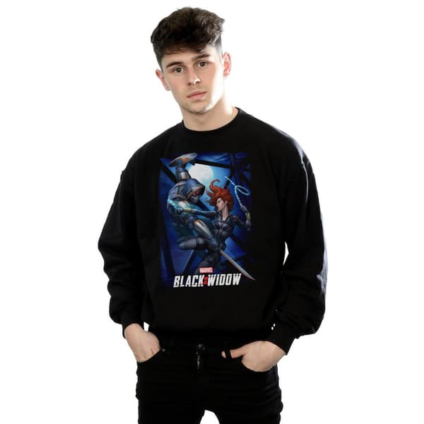 Marvel Mens Black Widow Movie Bridge Battle Sweatshirt