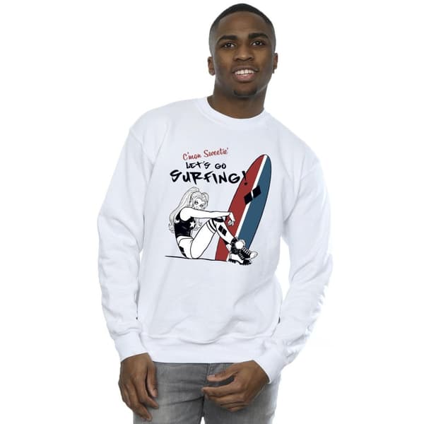 DC Comics Mens Harley Quinn Let´s Go Surfing Sweatshirt
