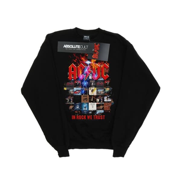 AC/DC Womens/Ladies In Rock We Trust Album Cover Sweatshirt Black S