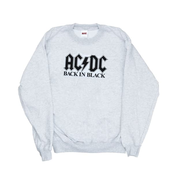 AC/DC Dam/Tjej Back in Black - Sweatshirt med logotyp Heather Grey XL