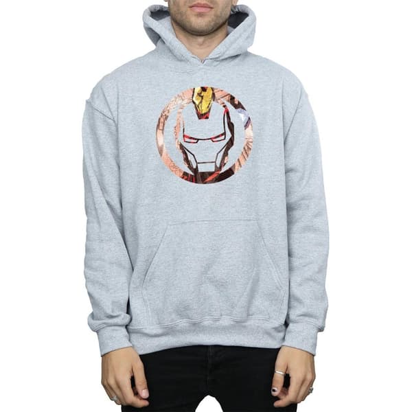 Marvel Mens Iron Man Montage Symbol Hoodie