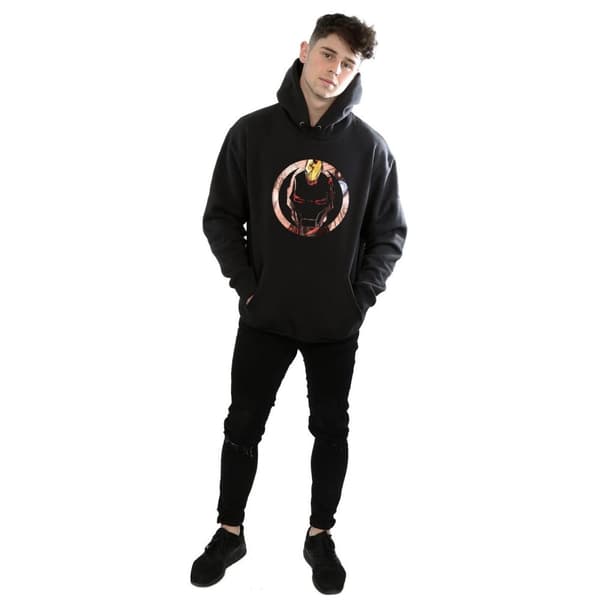 Marvel Mens Iron Man Montage Symbol Hoodie