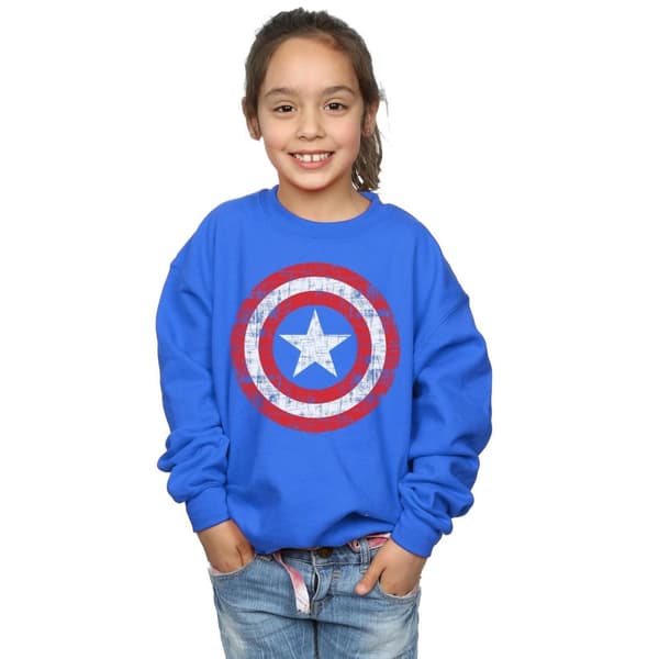 Marvel Girls Avengers Captain America Sweatshirt med repad sköld