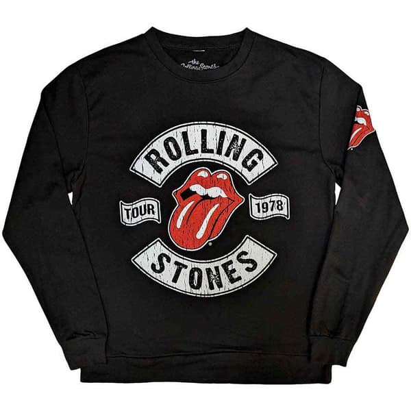 The Rolling Stones Unisex Adult US Tour 1978 Sweatshirt med ryggtryck Black L