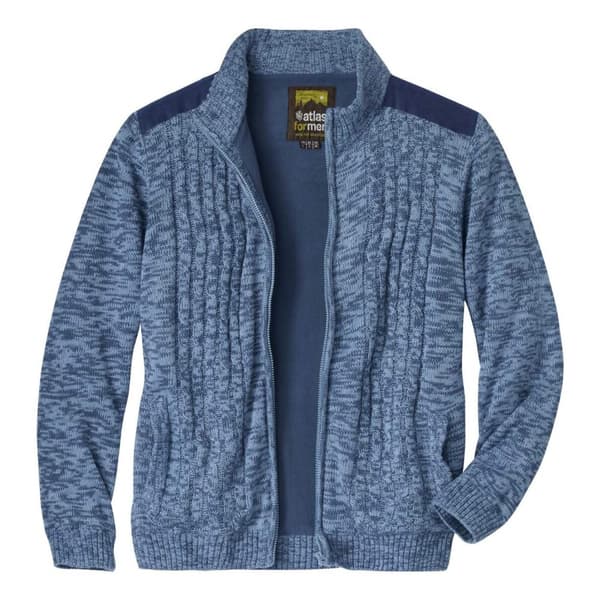 Atlas For Men Stickad fleecefodrad jacka för män Blue M