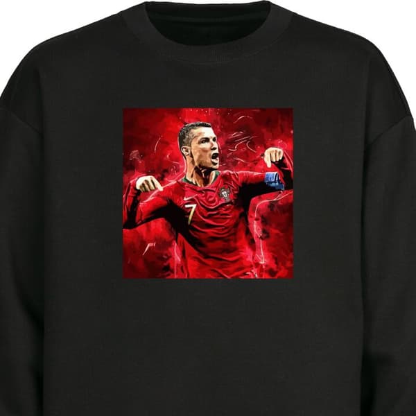 Sweatshirt | Behagelig Collegebluse til Voksne Ronaldo Sort Me