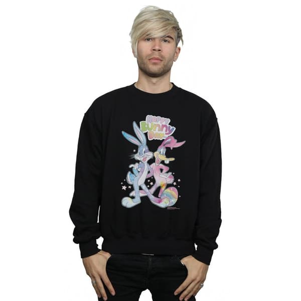 Looney Tunes Mens Bugs And Daffy Happy Bunny Day Sweatshirt