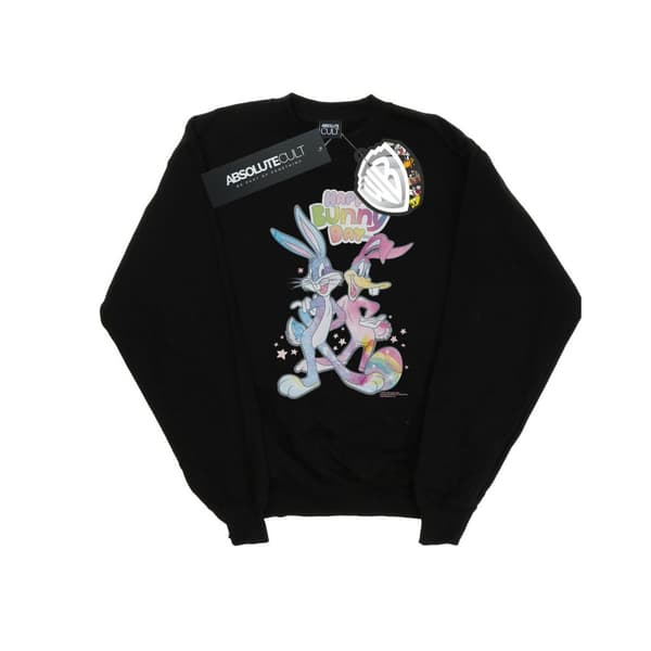 Looney Tunes Mens Bugs And Daffy Happy Bunny Day Sweatshirt Black 3XL
