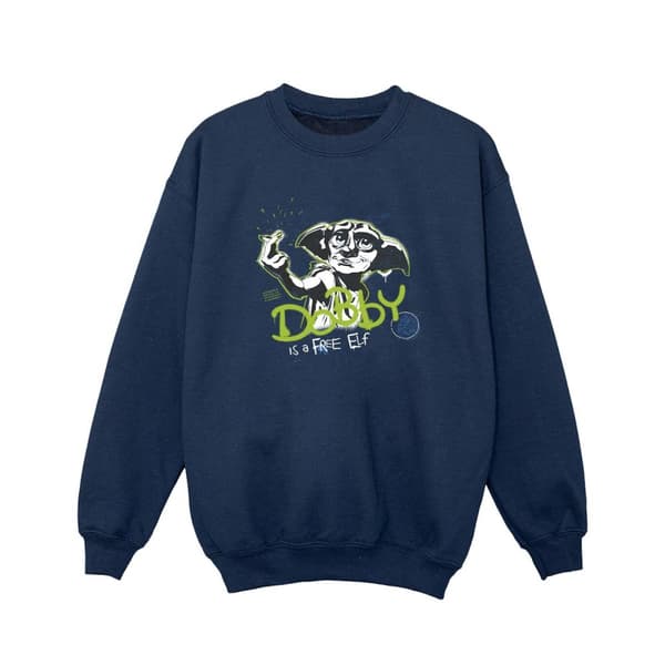 Harry Potter Dobby A Free Elf-tröja för flickor Navy Blue 9-11 Years