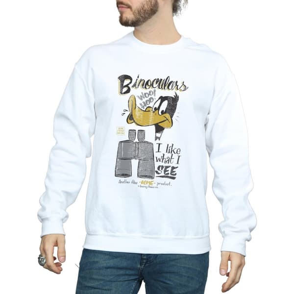 Looney Tunes Mens Daffy Duck Binoculars Sweatshirt