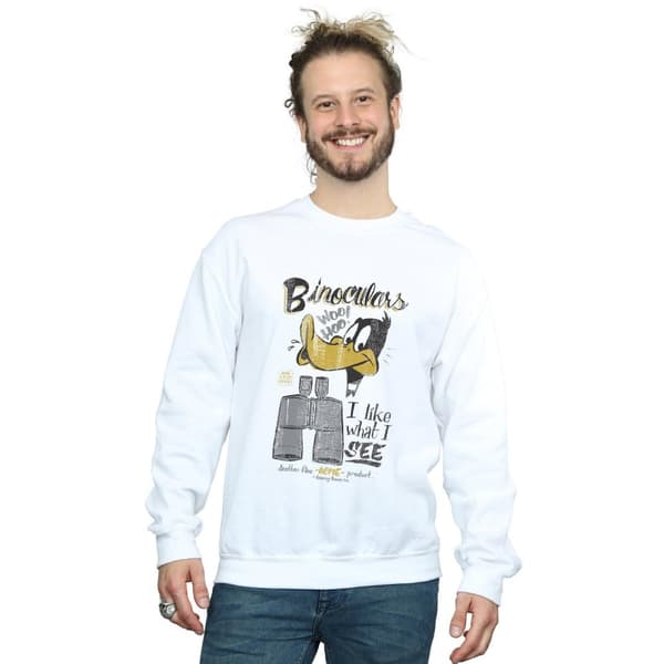 Looney Tunes Mens Daffy Duck Binoculars Sweatshirt
