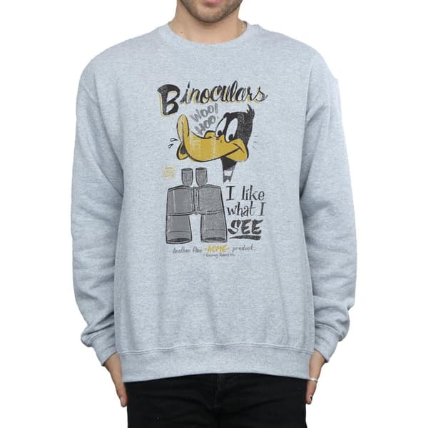 Looney Tunes Mens Daffy Duck Binoculars Sweatshirt