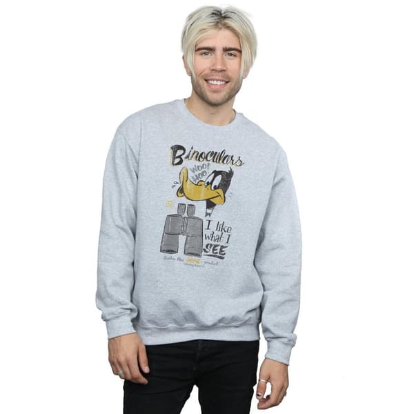 Looney Tunes Mens Daffy Duck Binoculars Sweatshirt