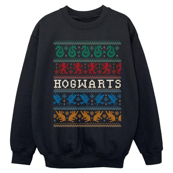 Harry Potter Pojkar - Sweatshirt med julmotiv från Fair Isle Houses Black 12-13 Years