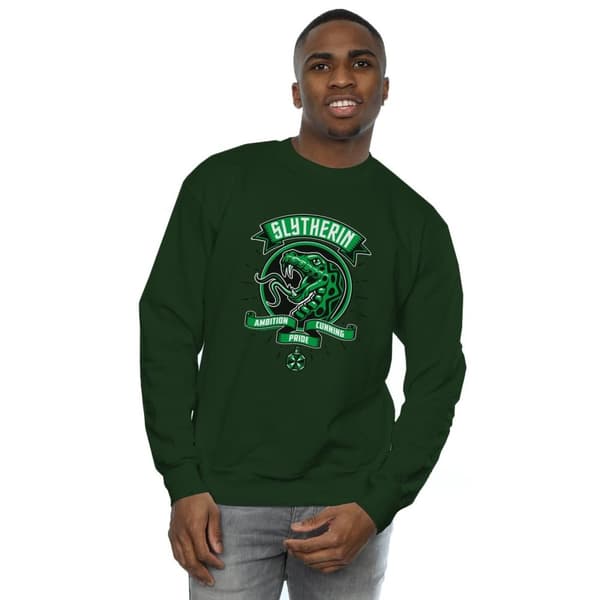 Harry Potter Mens Slytherin Toon Crest Sweatshirt