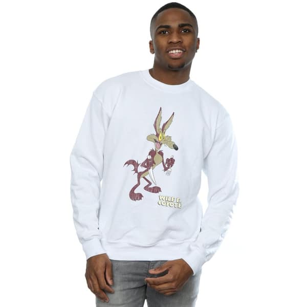 Looney Tunes Mens Wile E Coyote Distressed Sweatshirt