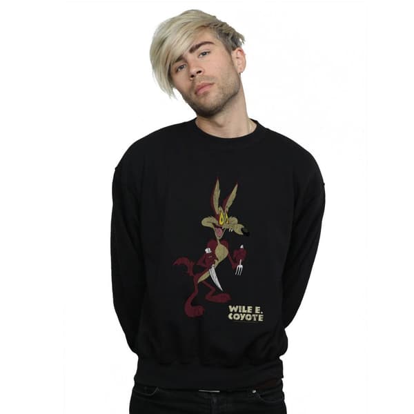 Looney Tunes Mens Wile E Coyote Distressed Sweatshirt