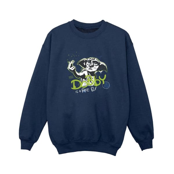 Harry Potter Pojkar Dobby A Free Elf Sweatshirt Navy Blue 3-4 Years