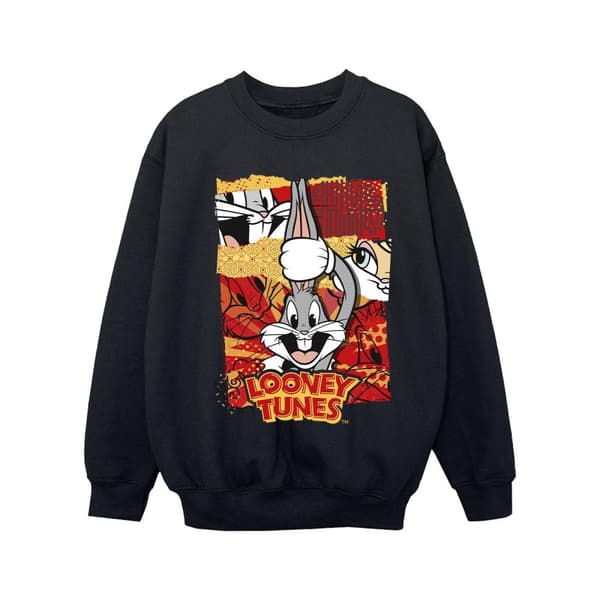 Looney Tunes Girls Bugs Rabbit Comic New Year Sweatshirt Black 7-8 Years