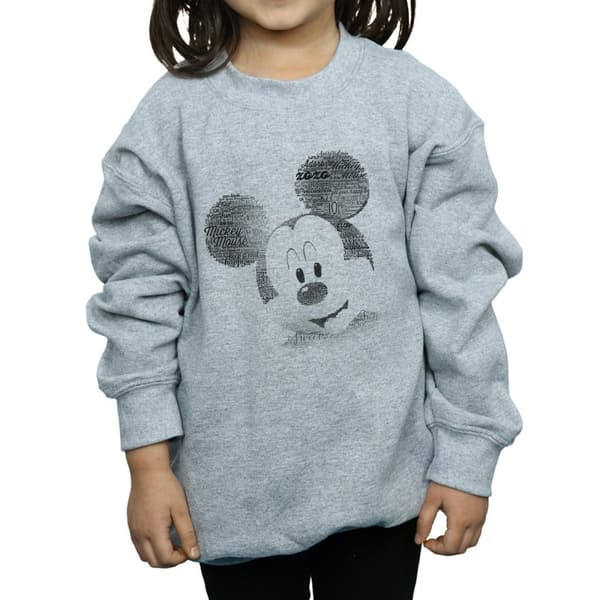 Disney Girls Mickey Mouse Text Face Sweatshirt