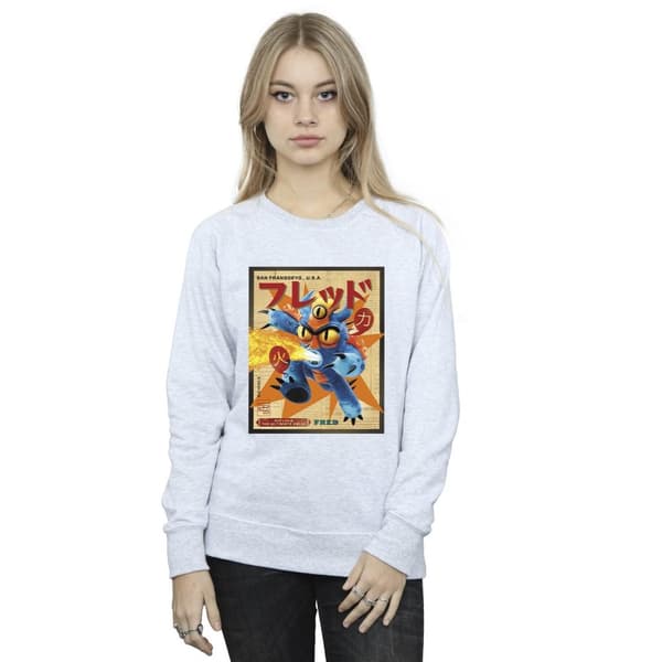 Disney Womens/Ladies Big Hero 6 Baymax Fred Newspaper Sweatshirt