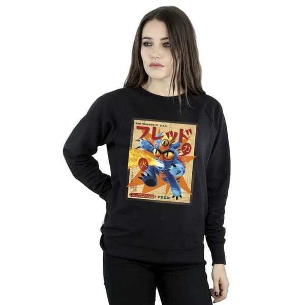 Disney Womens/Ladies Big Hero 6 Baymax Fred Newspaper Sweatshirt