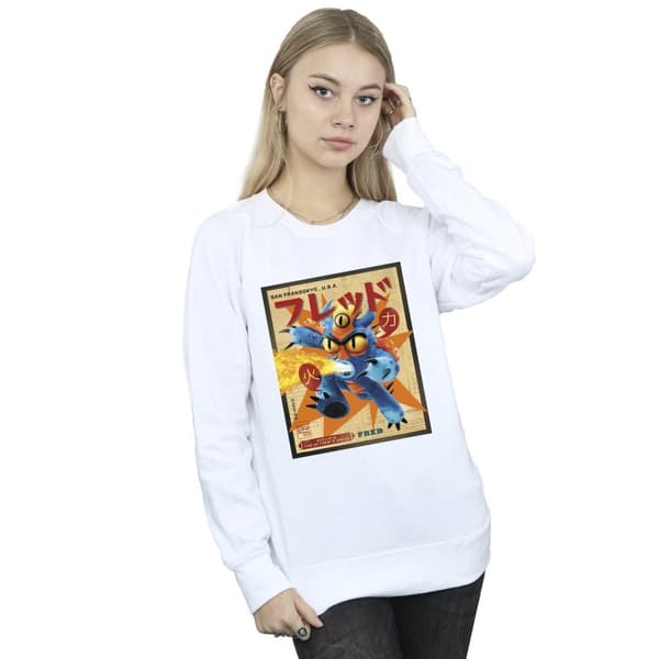 Disney Womens/Ladies Big Hero 6 Baymax Fred Newspaper Sweatshirt